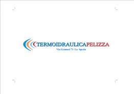 Logo di Termoidraulica Pelizza, Via Gramsci 73, La Spezia, con simbolo blu e rosso.