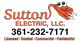 Smiling orange electrical plug logo for Sutton Electric, LLC; Licensed, Bonded, Commercial, Residential.