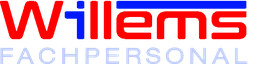 Logo von Willems Fachpersonal in Rot und Blau.