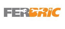 Logo de "FERBRIC" con letras grises y naranjas; herramientas dentro de las letras.
