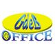 Logo con sfondo giallo, scritta "Gdeb OFFICE" in blu, con simbolo di accensione.
