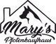 Logo von Mary's Pfotenkaufhaus mit Hundesilhouette in Hausform.