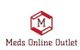 Logo with a red hexagon and "M," text reads "Meds Online Outlet."