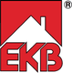 Rotes Logo mit Hauspfeil und den Buchstaben "EKB".