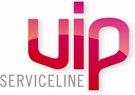 Logo mit rotem "vip" Schriftzug und darunter "SERVICELINE".