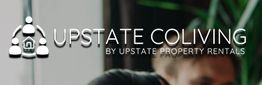 Logo for Upstate Coliving by Upstate Property Rentals with abstract people icons.
