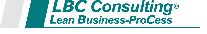 Logo von LBC Consulting mit dem Slogan "Lean Business-ProCess" in grüner Schrift.