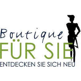 Boutique-Logo mit Schriftzug "Entdecken Sie sich neu" und Silhouette einer Frau.