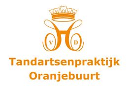 Logo van Tandartspraktijk Oranjebuurt met kroon en initialen V D in oranje.
