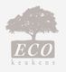 Logo van ECO keukens met een gestileerde boom op een grijze achtergrond.