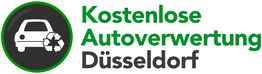 Logo mit Auto und Recycling-Symbol. Text: "Kostenlose Autoverwertung Düsseldorf".