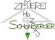 Logo mit dem Text: "Zimmerei & Holzbau Schönberger", in stilisierter Hausform.