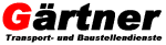 Logo mit rotem "G" und Text: "Gärtner Transport- und Baustellendienste".