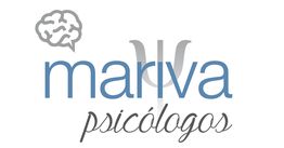 Logotipo de "Mariva Psicólogos" con un cerebro y el símbolo psi en tonos gris y azul.