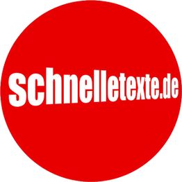 Roter Kreis mit weißem Text "schnelletexte.de" in der Mitte.