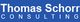 Blaues Logo mit weißem Text: "Thomas Schorr CONSULTING".