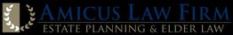 Amicus Law Firm logo; Estate Planning & Elder Law in blue and gold.