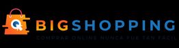 Logo de BigShopping con eslogan: "Comprar online nunca fue tan fácil". Bolsa naranja a la izquierda.