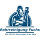 Logo mit Handwerker, der einen Schraubenschlüssel hält, und Text "Rohrreinigung Fuchs".