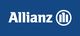 Allianz-Logo auf blauem Hintergrund, weißer Schriftzug und Symbol mit drei Säulen im Kreis.