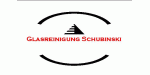 Logo mit Text "Glasreinigung Schubinski", stilisierte Pyramide und schwarze Halbkreise.