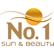Logo "No.1 Sun & Beauty" mit einem stilisierten Sonnenmotiv.
