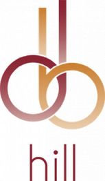 Stylized logo with intertwined red and orange "b" letters above the word "hill."