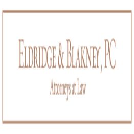 Text: "Eldridge & Blakney, PC - Attorneys at Law" in a bordered box.