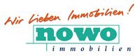 Logo mit Text "Wir lieben Immobilien! nowo immobilien" in orange und grünem Schriftzug.