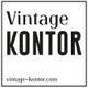 "Schwarzer Text: 'Vintage KONTOR' auf weißem Hintergrund, unten URL 'vintage-kontor.com'."