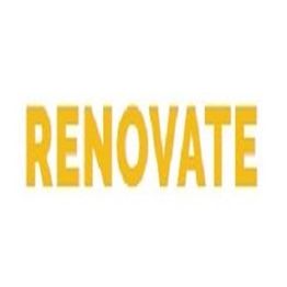 Yellow text "RENOVATE" on a white background.