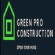 Green Pro Construction logo with a green geometric house and "OPEN YOUR MIND" tagline.