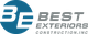 Logo with "BE" and text: "Best Exteriors Construction, Inc." in blue and gray.