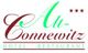 Logo von Alt-Connewitz Hotel-Restaurant mit drei Sternen und grün-roter Schrift.