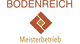Bodenreich Logo mit geometrischem Symbol und dem Wort "Meisterbetrieb" darunter.