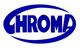 Blaues CHROMA-Logo mit ovalem Rahmen um den Schriftzug.