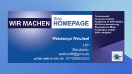 Werbung für Webdesign-Dienstleistungen von Weichsel, inklusive Kontaktinformationen.