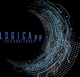 Logo di "Logica PP International" su sfondo nero con design circolare tecnologico blu.