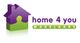 Logo van home 4 you makelaars met paarse en groene kleuren, en een huisicoon.
