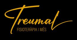 Texto en amarillo: "Treumal Fisioteràpia i Més" sobre fondo negro.