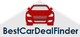 Red car icon above "BestCarDealFinder" text on a gray background.