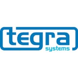 Logo van Tegra Systems in blauwe letters op een witte achtergrond.