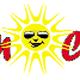 Logo mit Sonnengesicht und Sonnenbrille und dem Text „Fun Cars“ in roter Schrift.