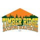 Logo of Timber Ridge Roofing Solutions with trees and an orange roof design.