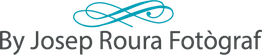 Texto: "By Josep Roura Fotògraf" en fondo turquesa y negro.