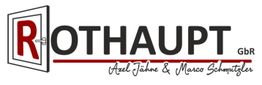 Logo mit rotem "R", Text "ROTHAUPT GbR" und Namen "Axel Jahne & Marco Schmutzler".