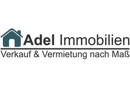Adel Immobilien Logo mit Haus-Symbol, "Verkauf & Vermietung nach Maß" als Text.