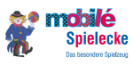 Clown mit Ball und Schriftzug "mobile Spielecke" sowie "Das besondere Spielzeug".