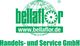 Logo von Bellaflor, Handels- und Service GmbH, mit Website www.bellaflor.de vor einem Globus.