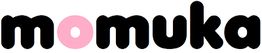 Texto "momuka" en negro con la segunda "o" en rosa.